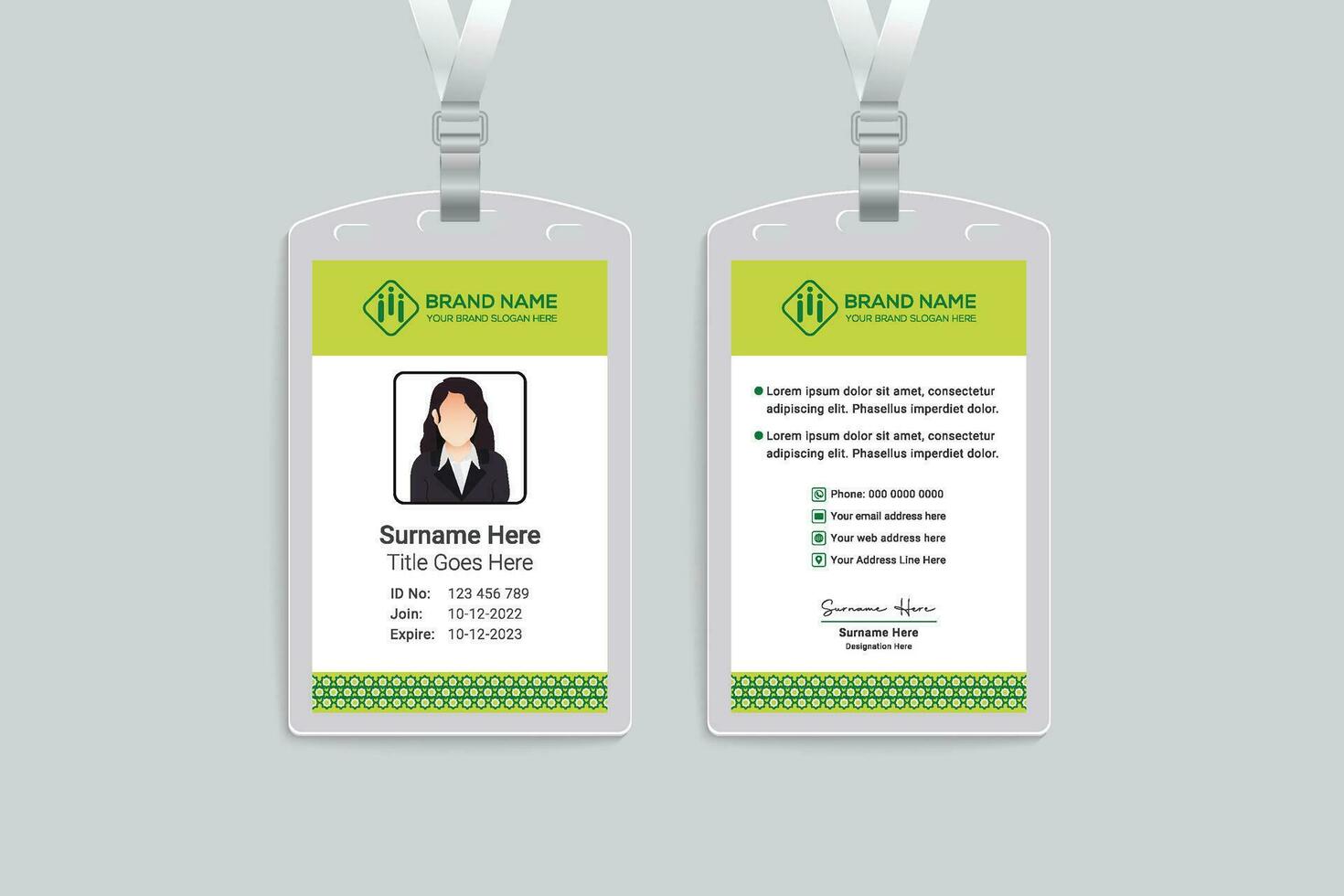 verde elegante corporativo carné de identidad tarjeta diseño vector