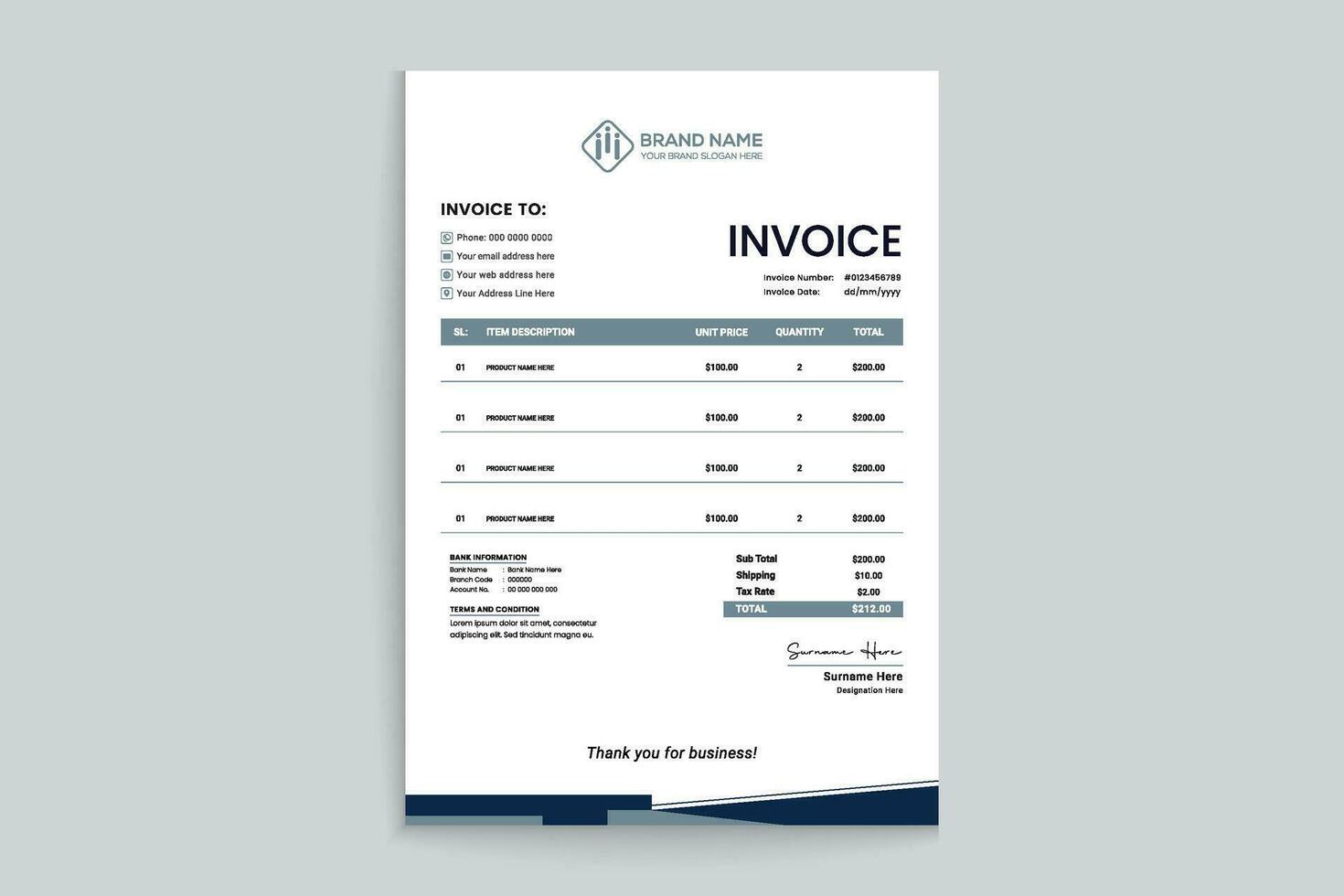Elegant and modern invoice design vector