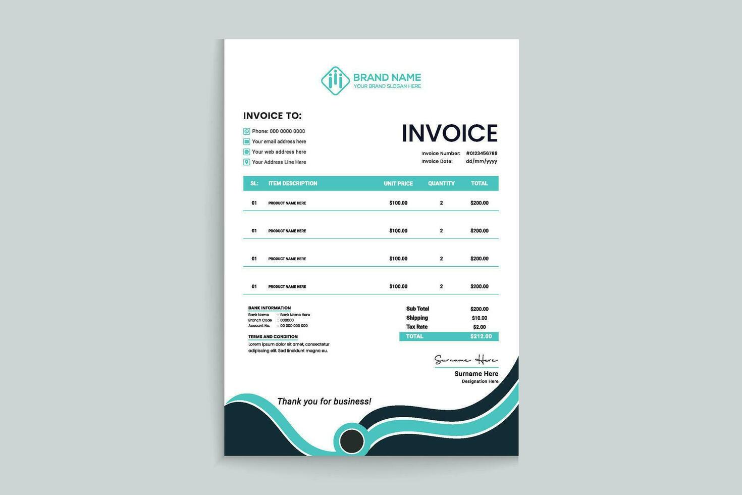 Professional invoice mockup vector