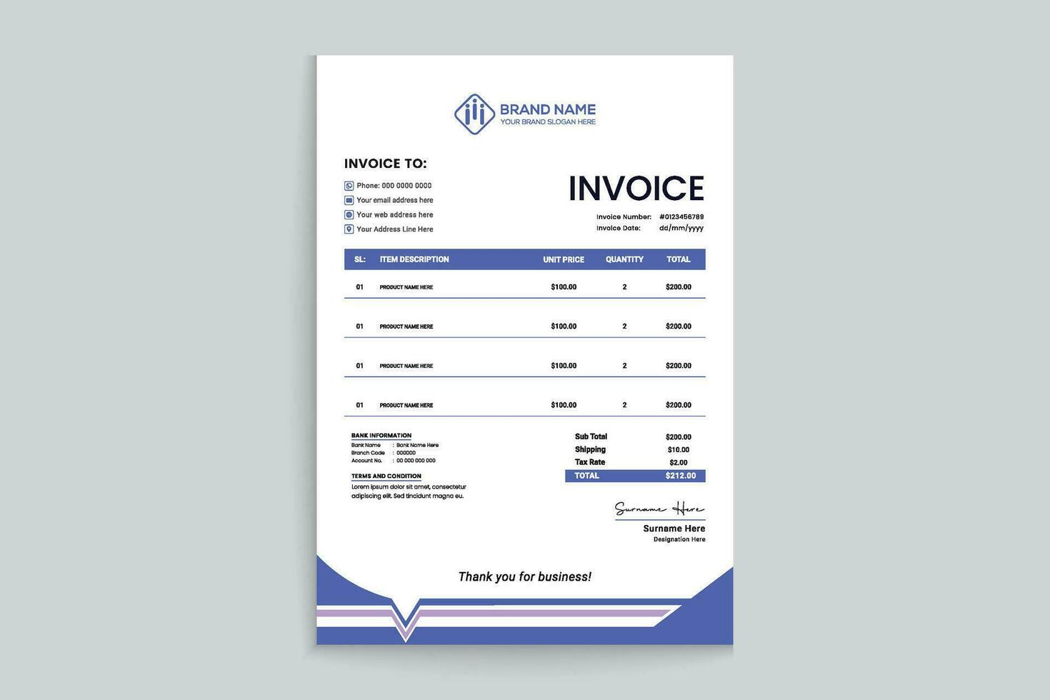 Modern invoice design vector