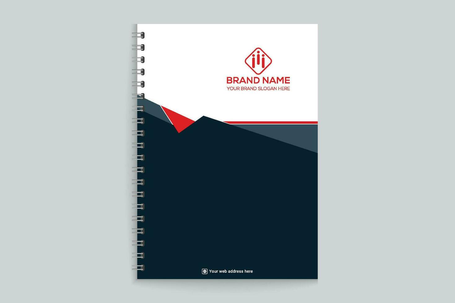 Red and black color notebook cover design vector