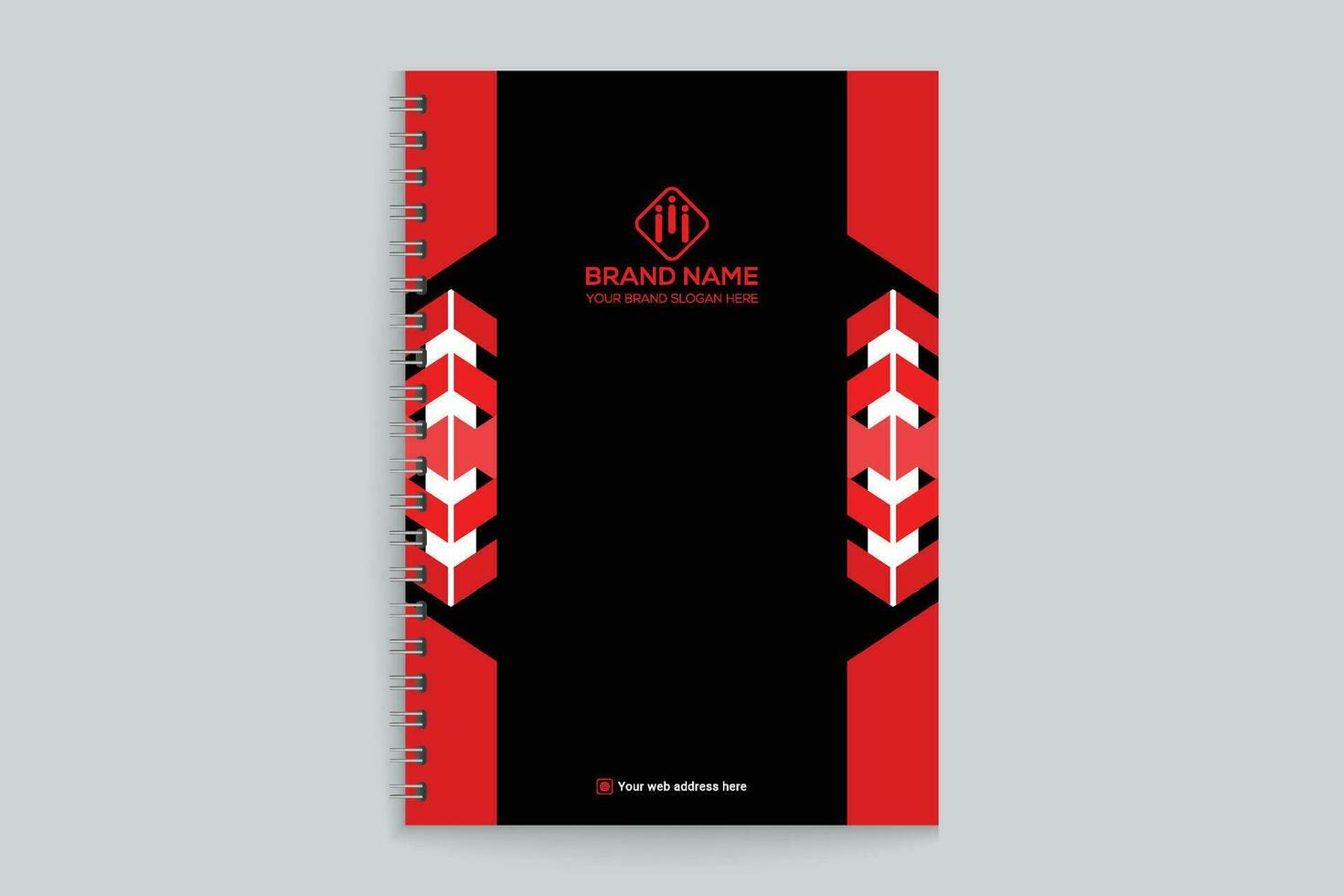Red and black color notebook cover design vector