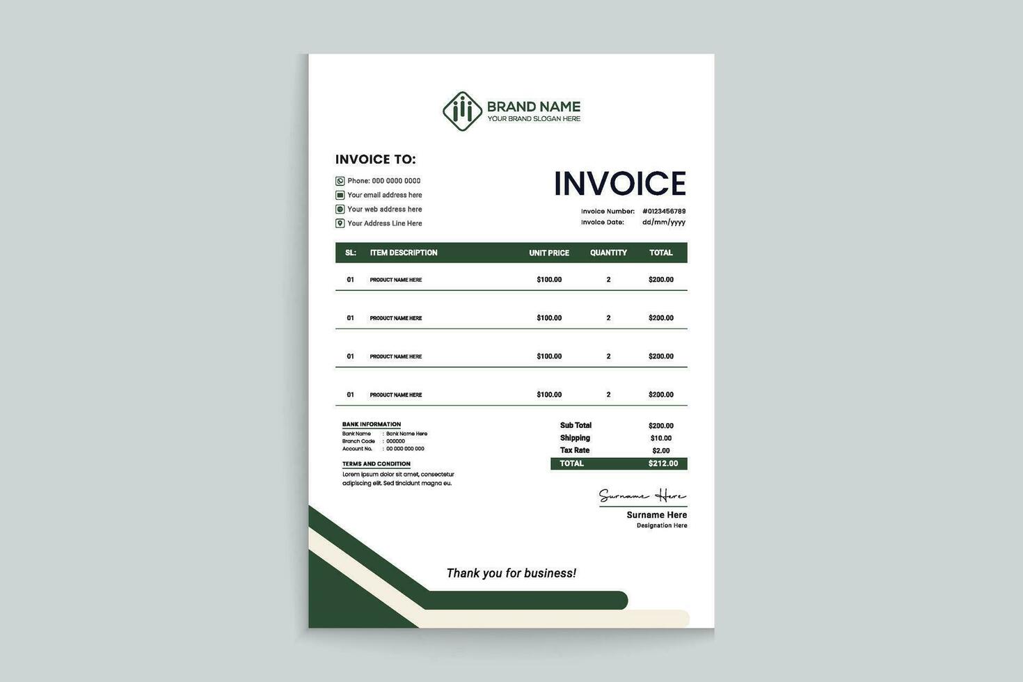 Professional invoice mockup vector