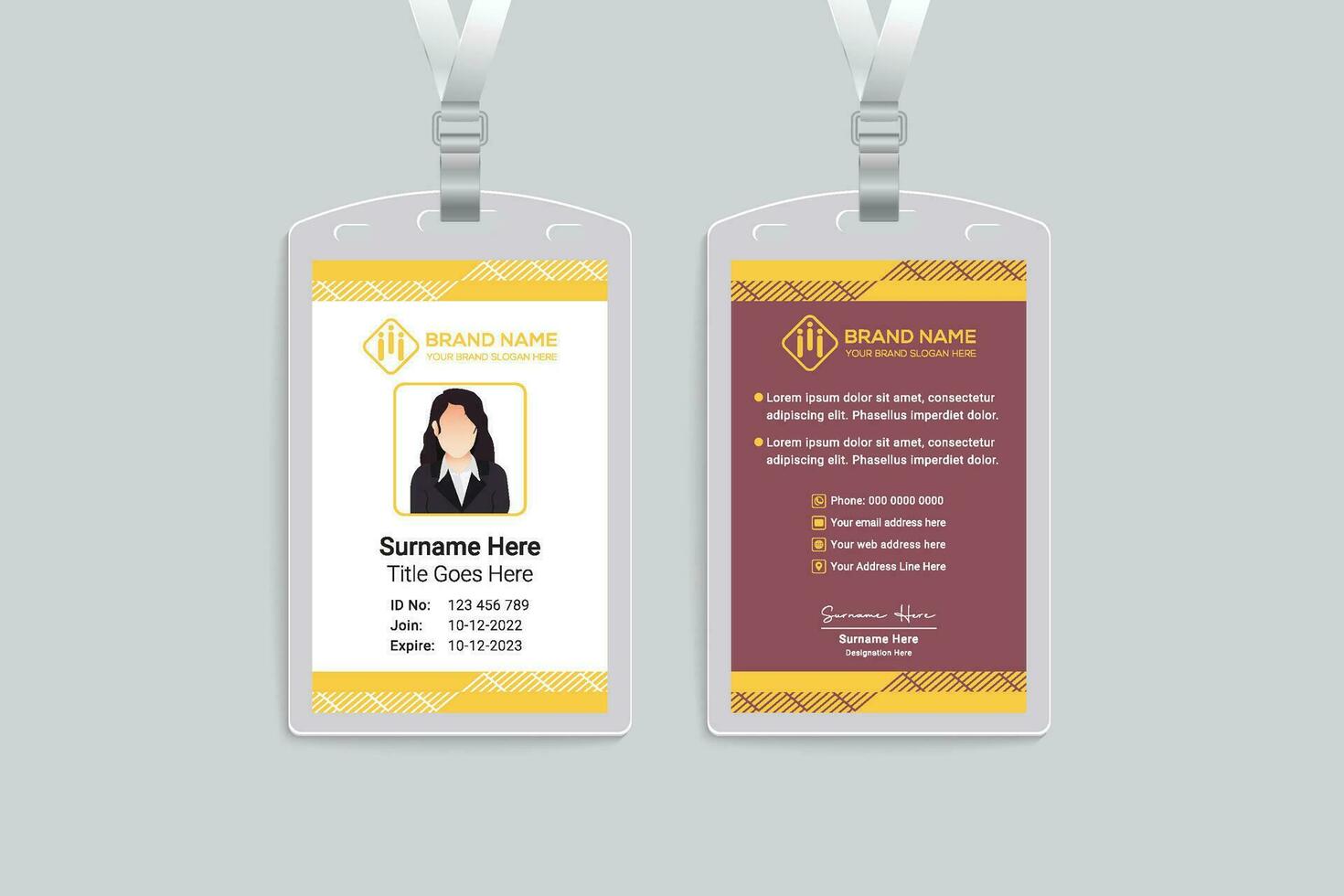Elegant minimal  yellow id card template vector