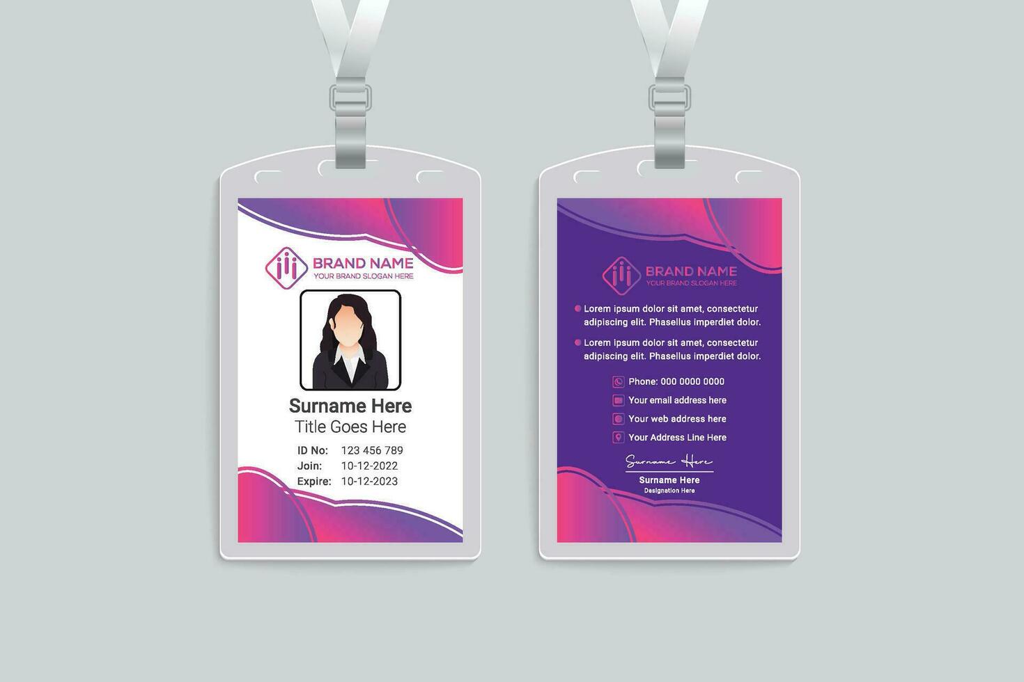 Gradient color id card template vector