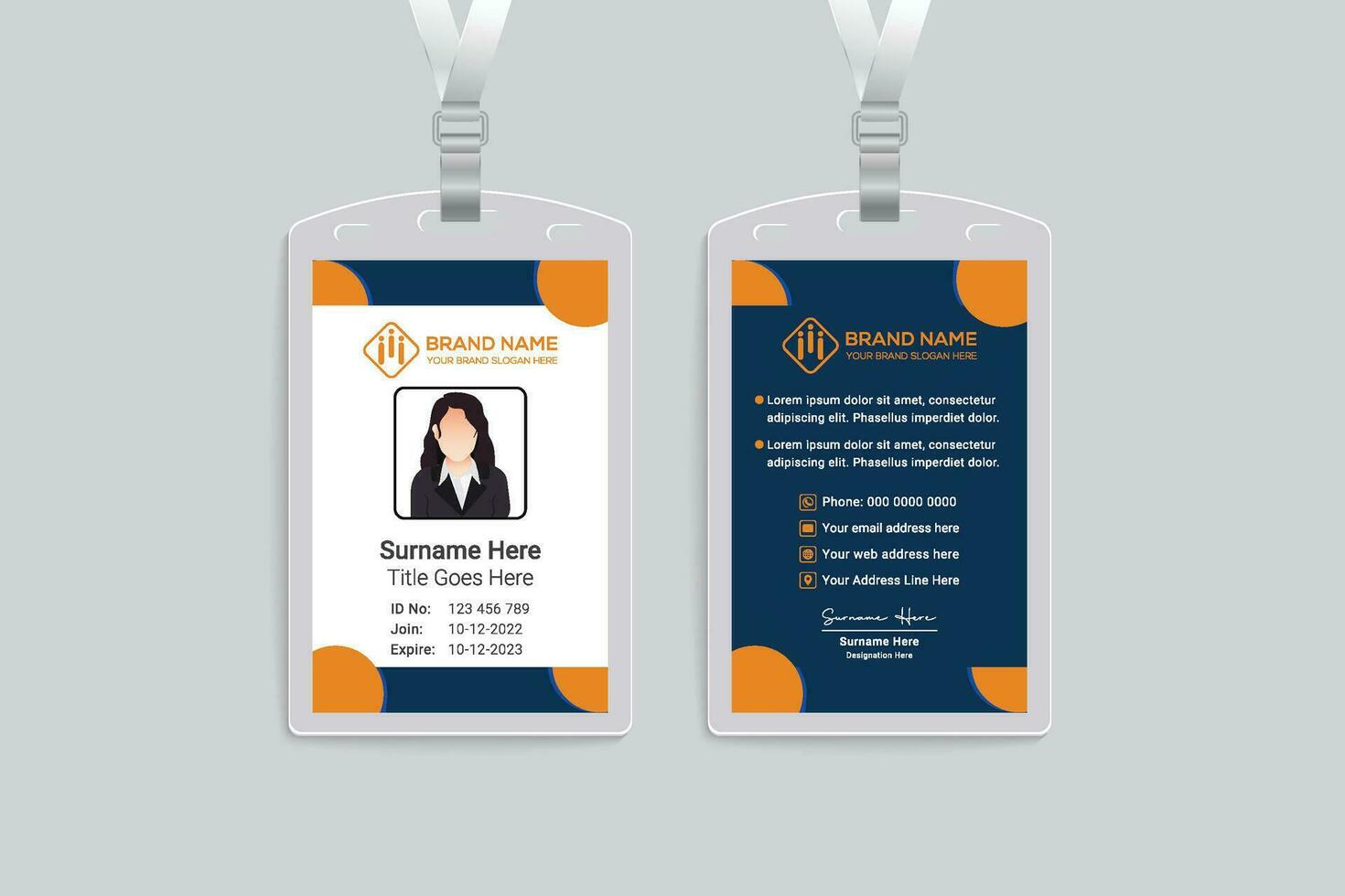 Clean minimal id card design vector