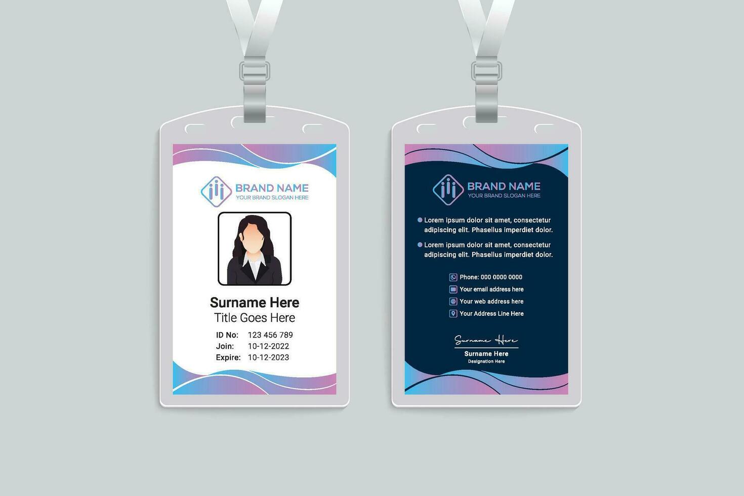 Professional id card mockup vector