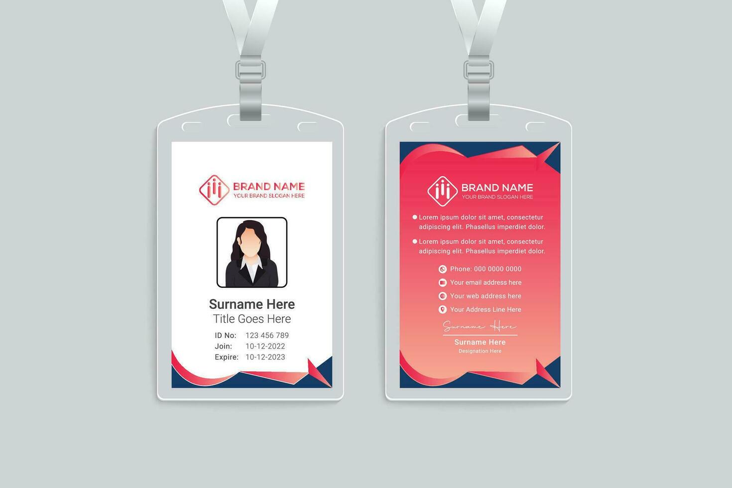 Corporate red and black color id card design vector