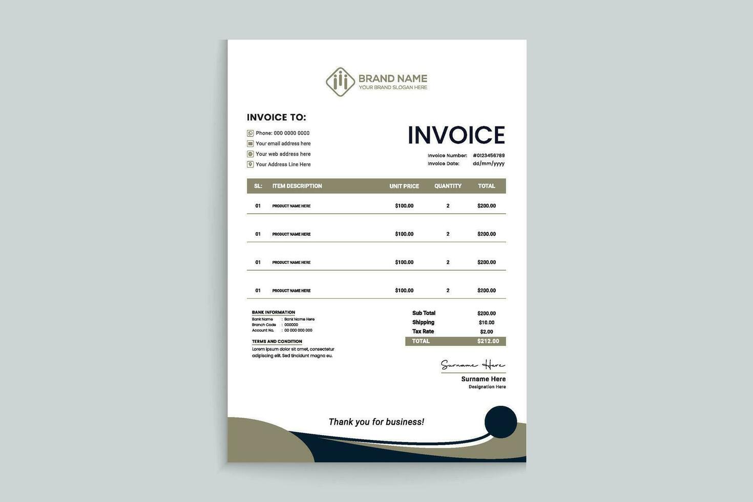 Modern invoice design vector