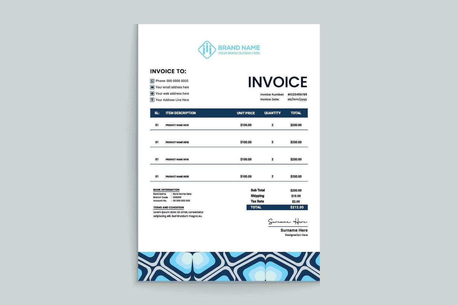 Modern invoice design vector
