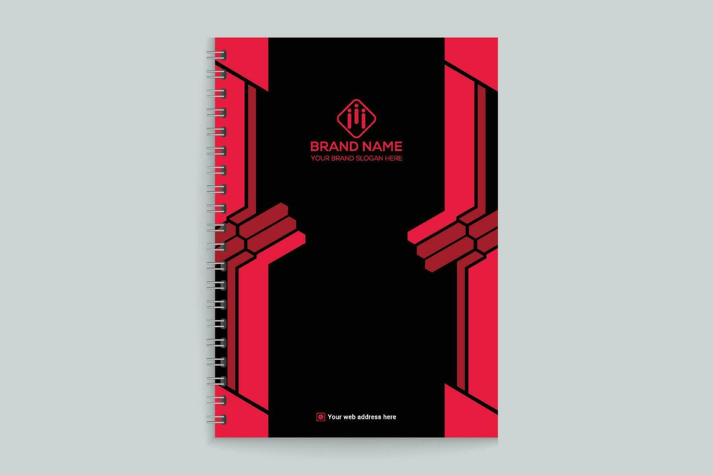 Red and black color notebook cover design vector