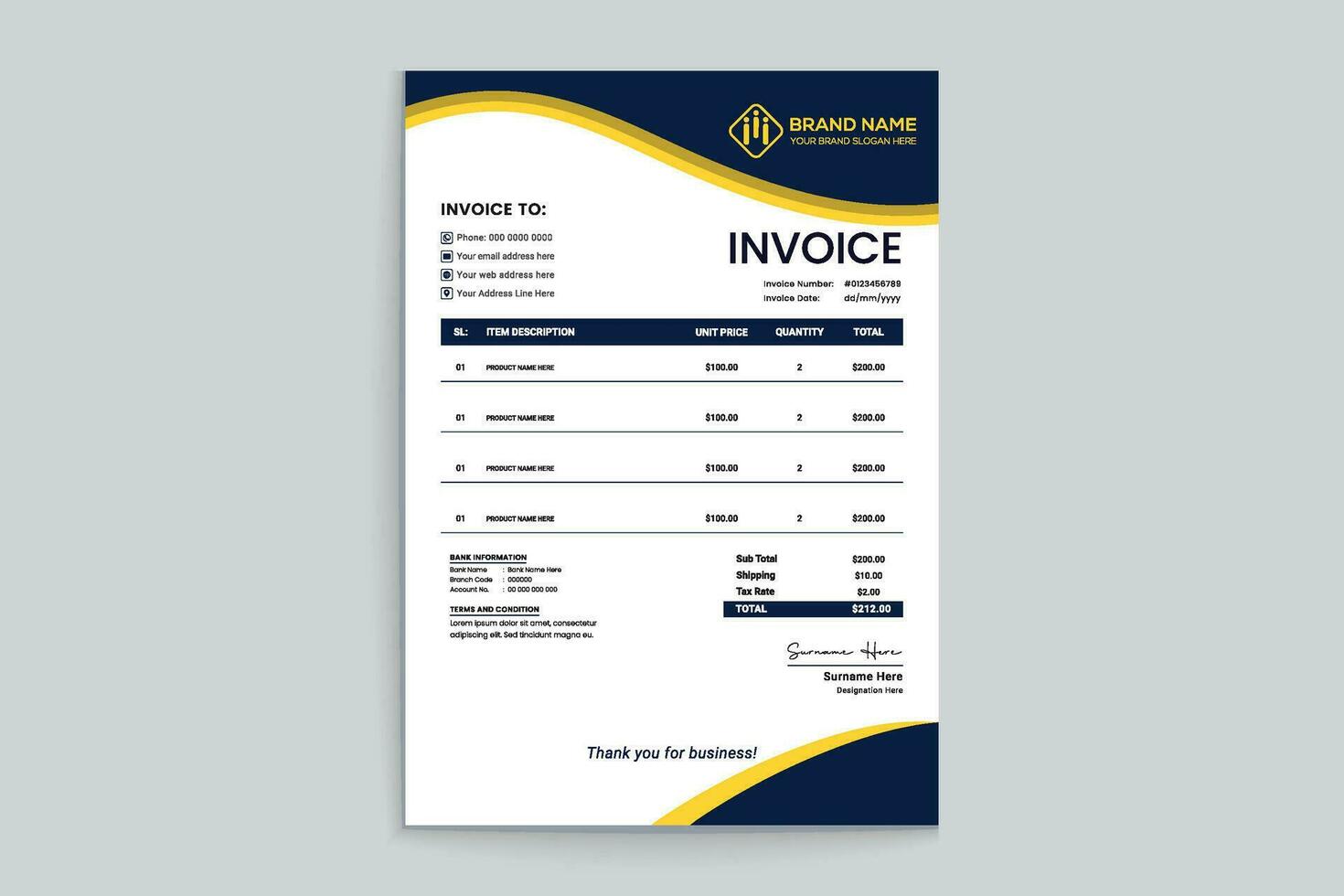 Stylish invoice template vector