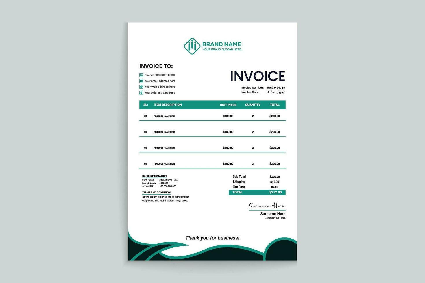 Modern invoice design vector