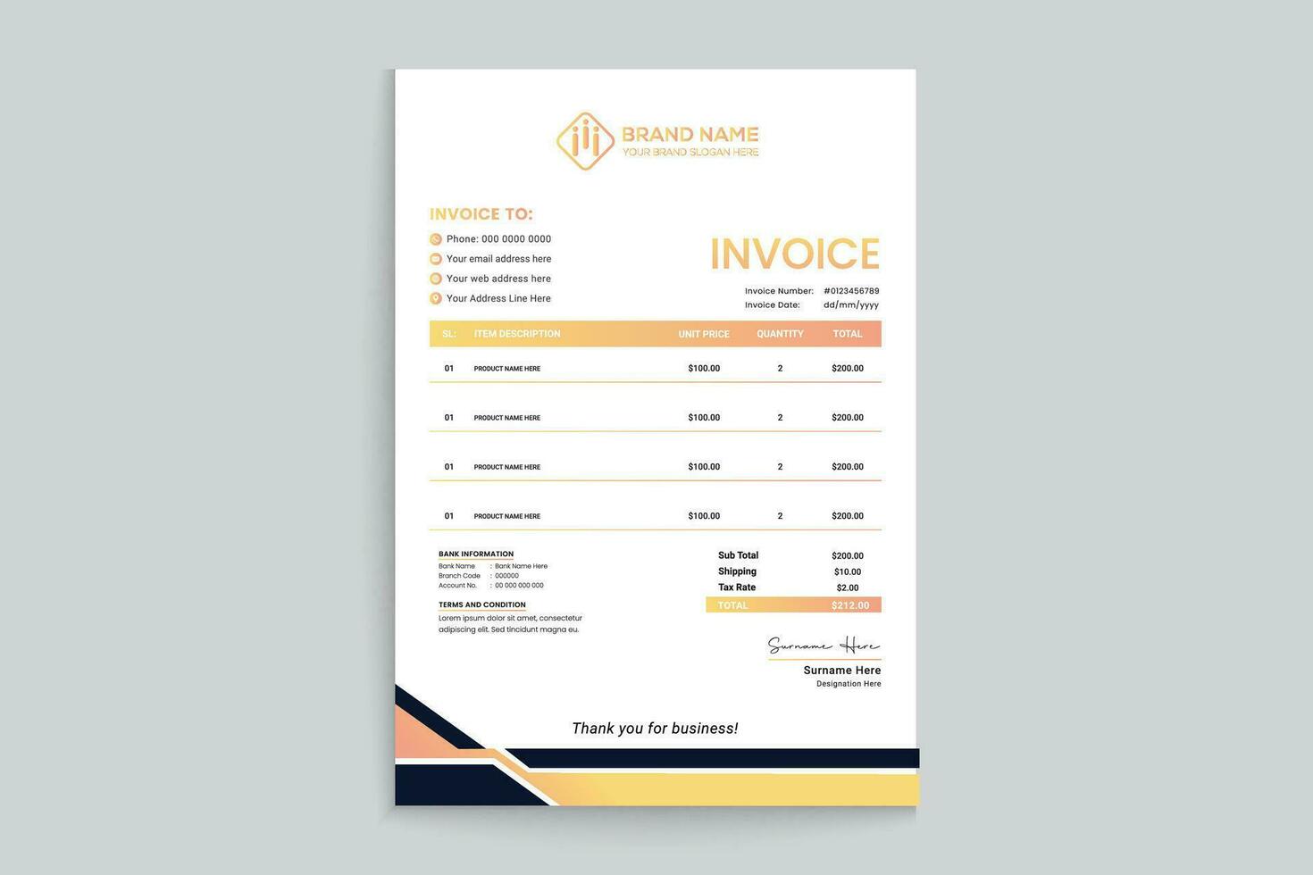 Elegant and modern invoice design vector