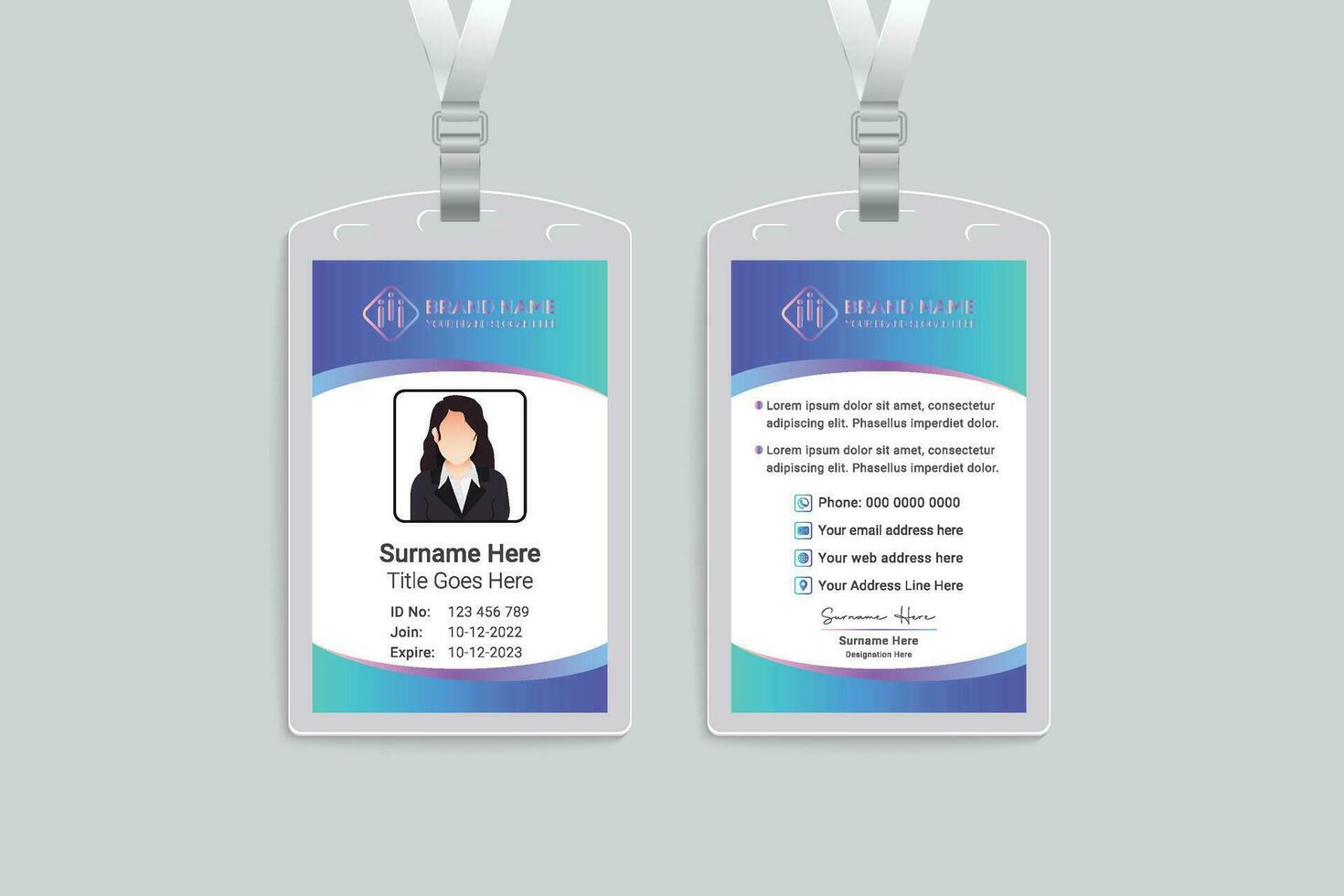 Clean style modern id card template vector
