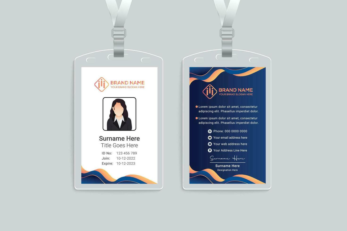 Clean style modern id card template vector