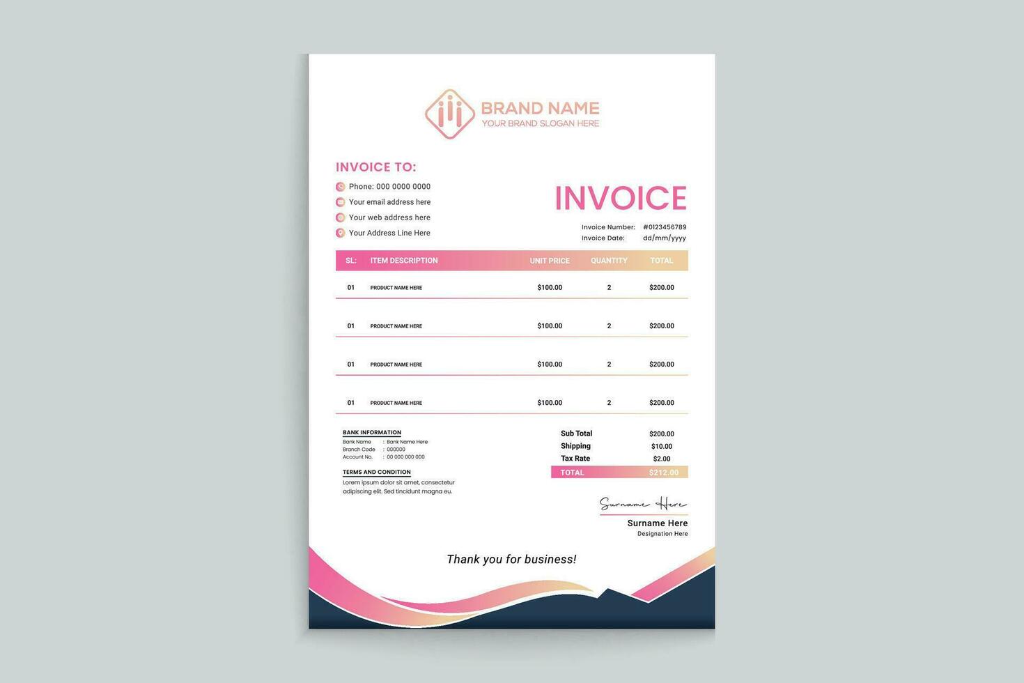 Stylish invoice template vector