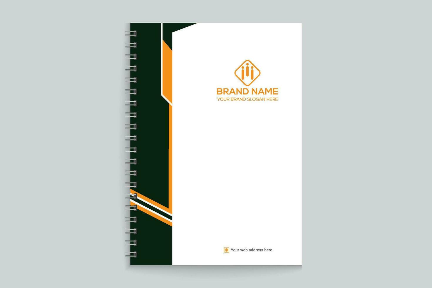 orange and black color notebook cover design vector