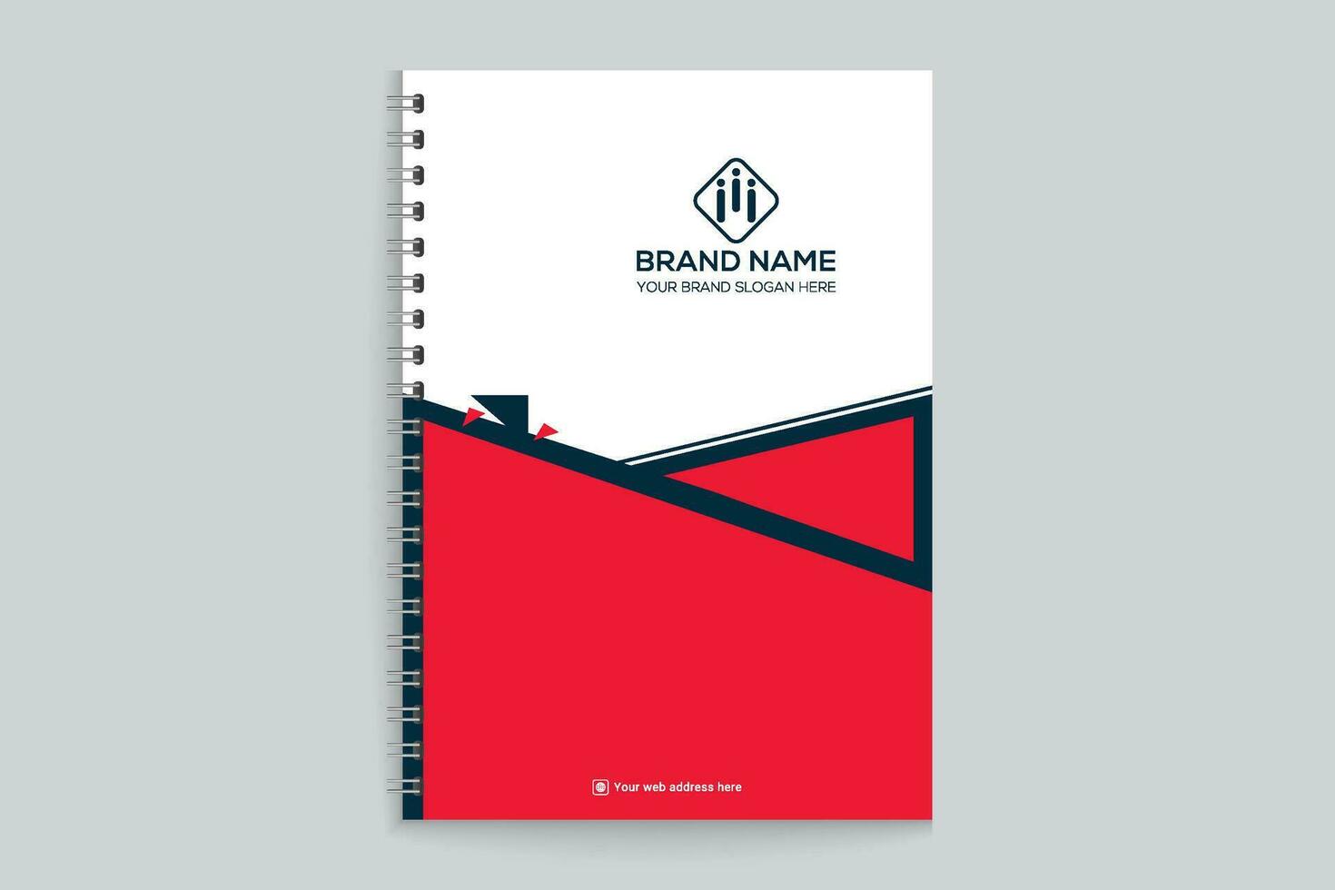 Red and black color notebook cover design vector