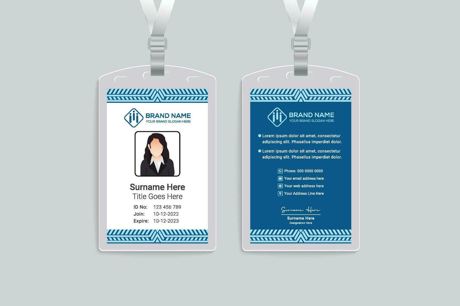 Blue color id card design vector