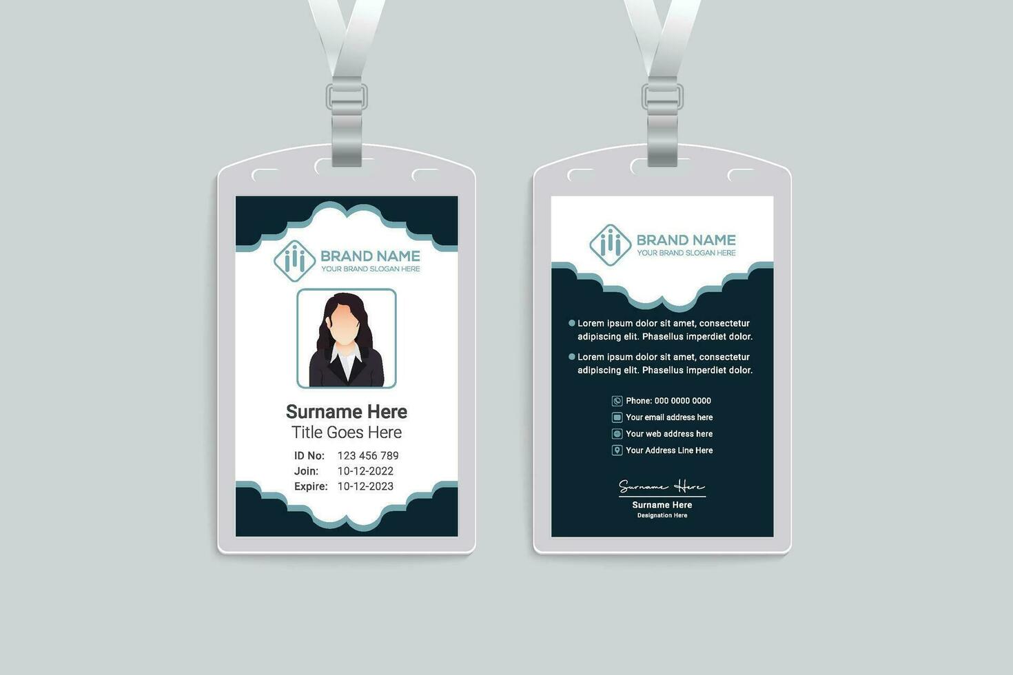Clean minimal id card design vector