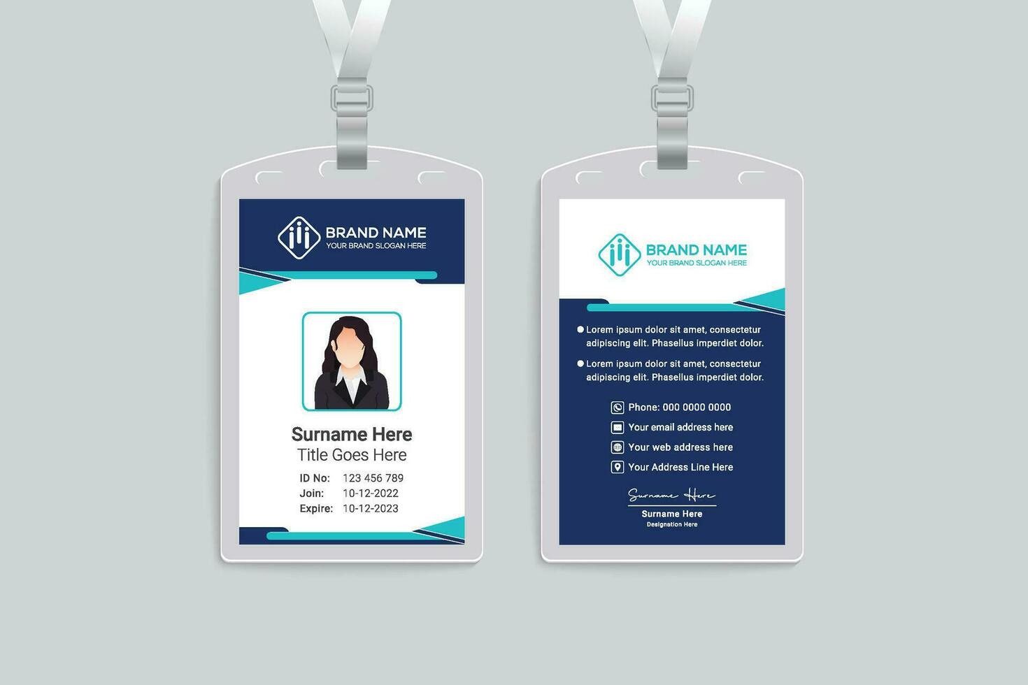 Company id card design and blue color vector