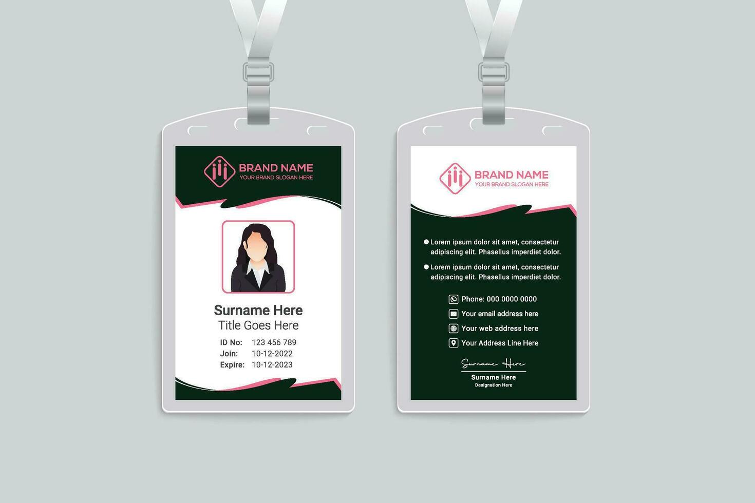 Clean style modern id card template vector