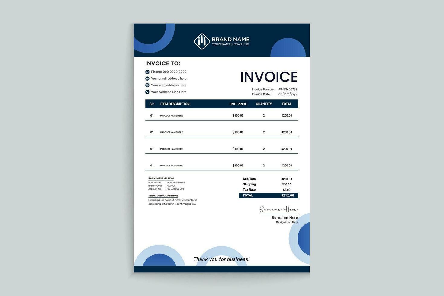 Stylish invoice template vector