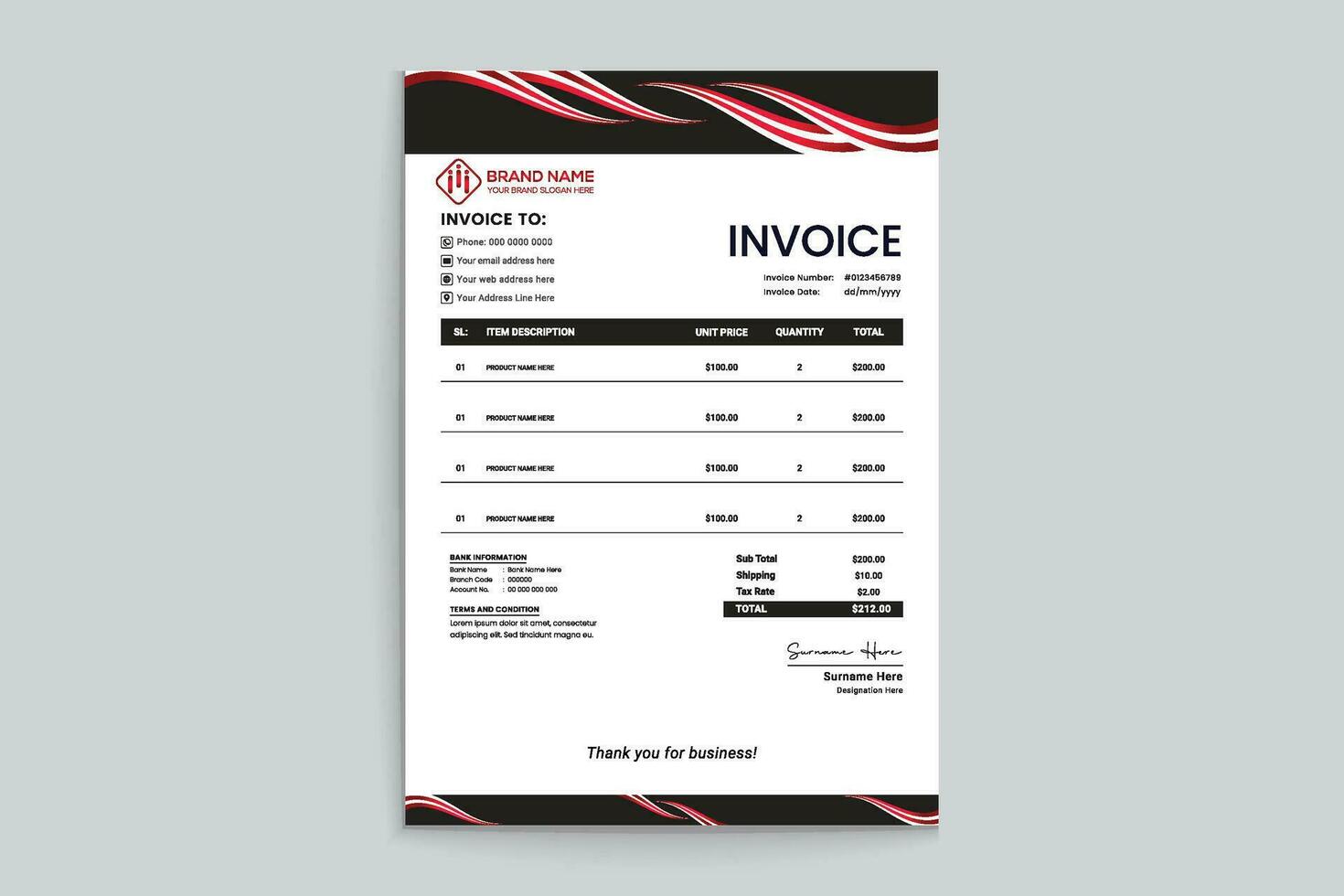 Stylish invoice template vector