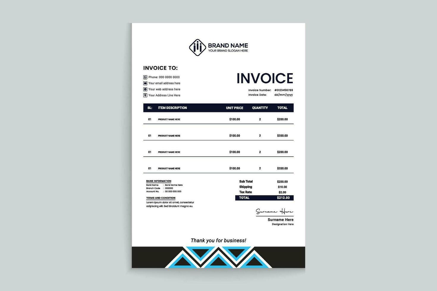 Stylish invoice template vector