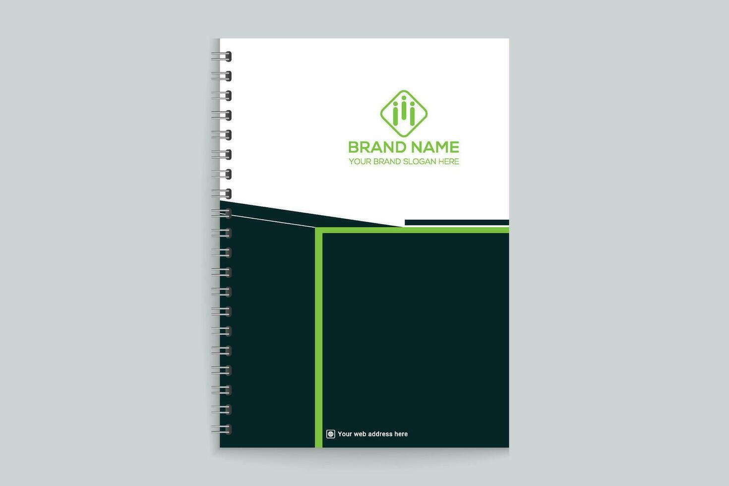 Corporate black red and green color notebook cover design 26325076