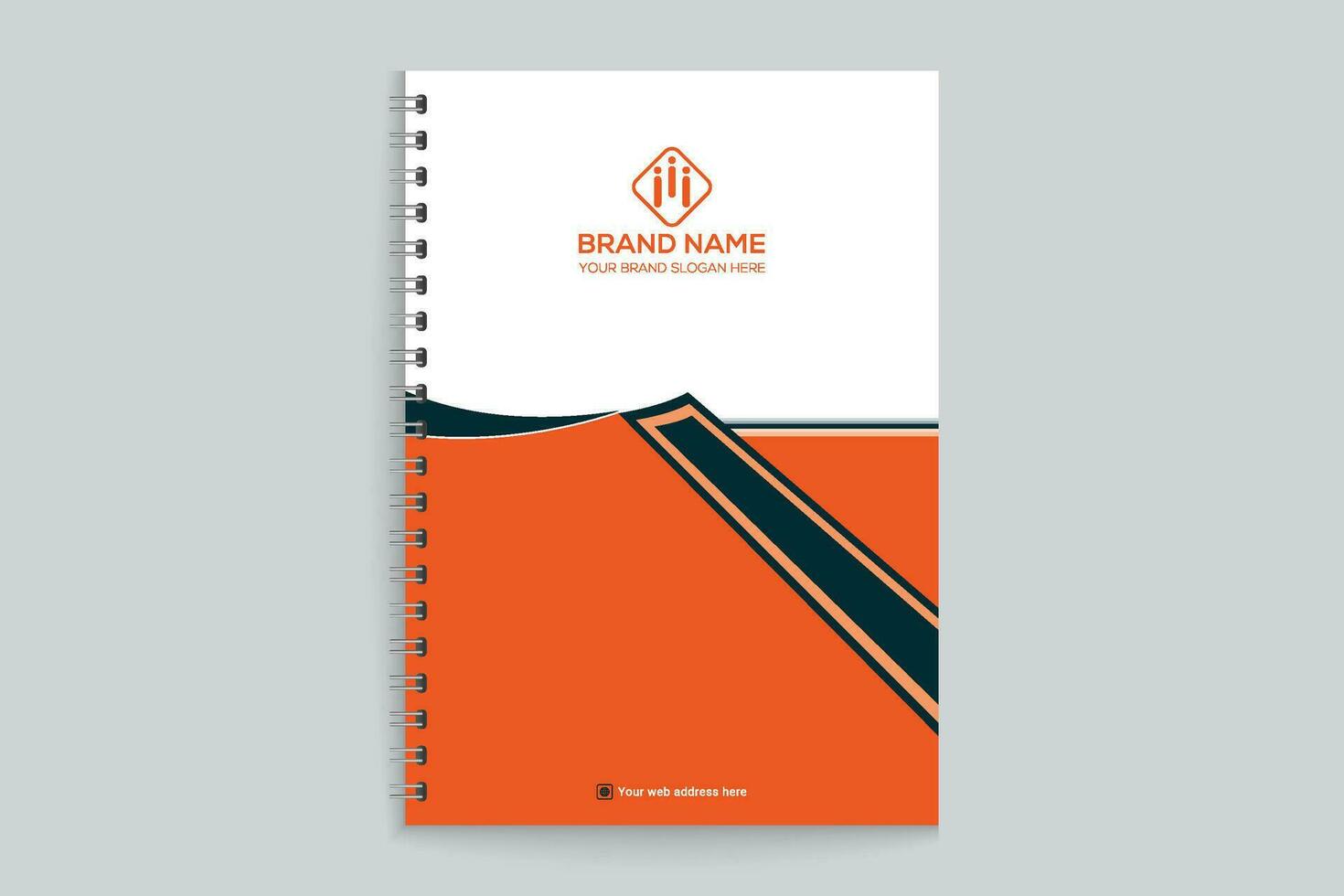 Elegant minimal orange  and black notebook cover template vector