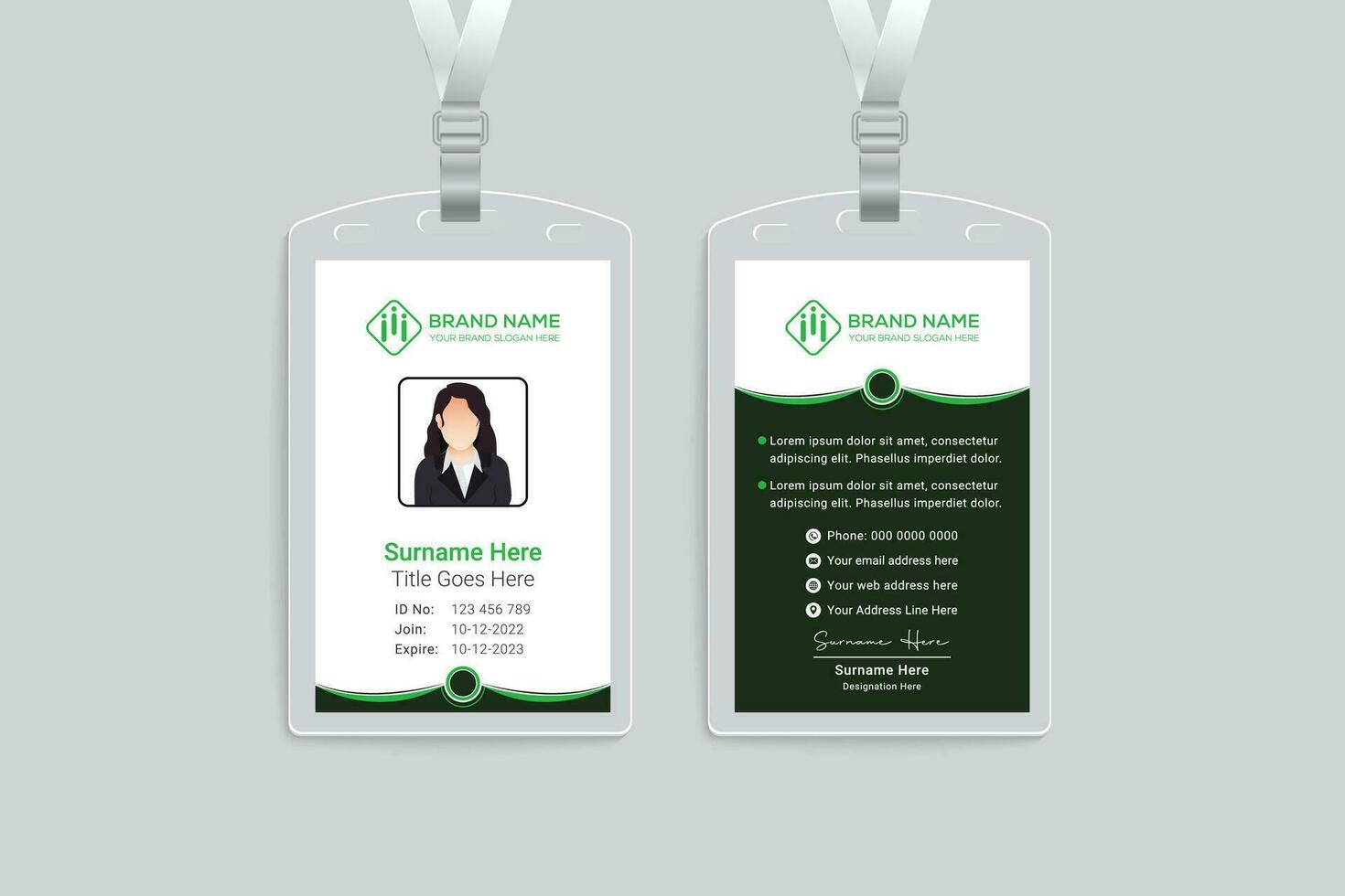Clean style modern id card template vector