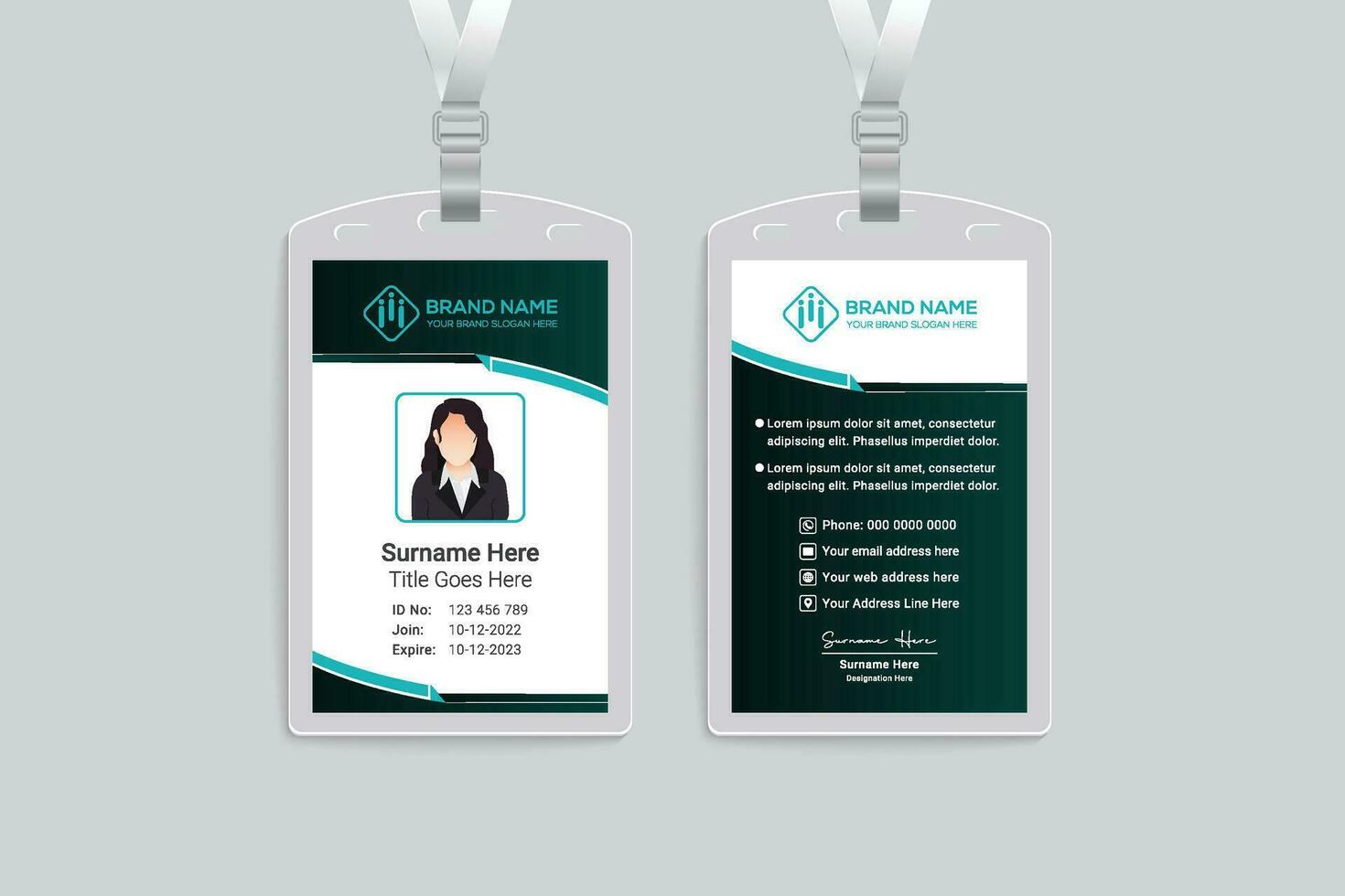 Clean style modern id card template vector