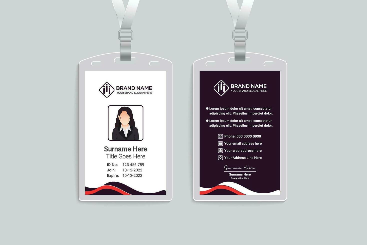 Corporate red and black color id card design vector