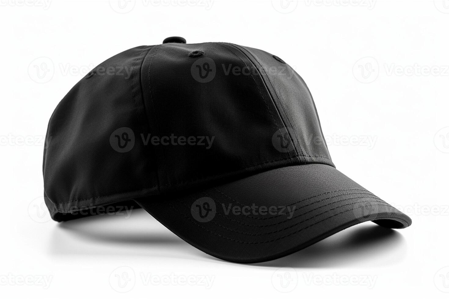 Timeless Style, Empty Black Cap Mockup on White Background photo
