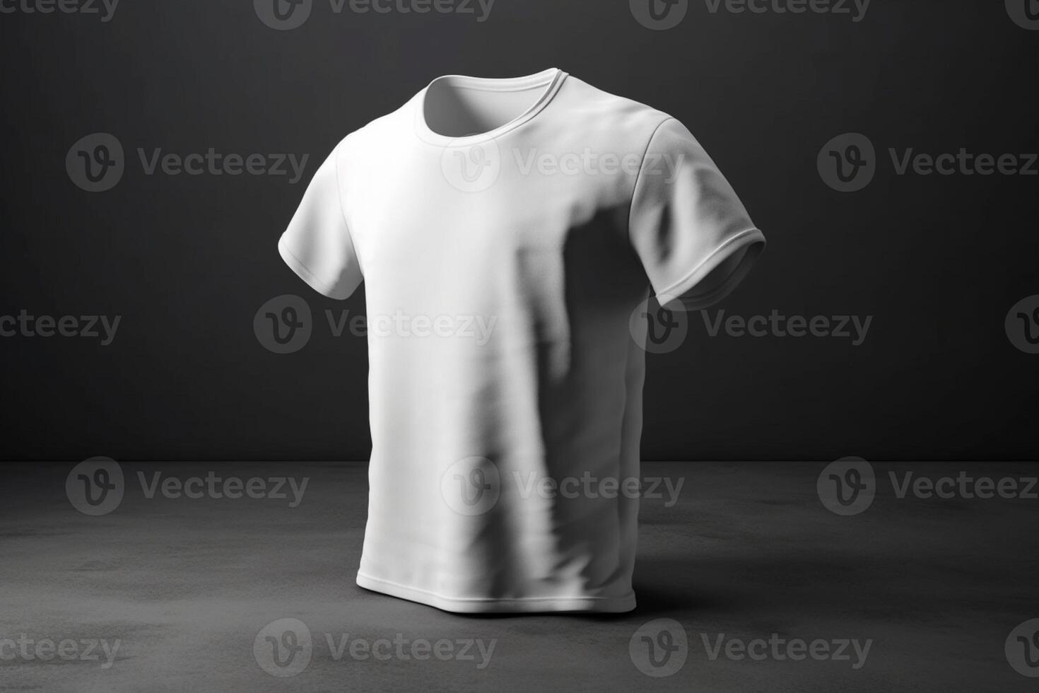 moderno monocromo, 3d vacío blanco camiseta Bosquejo con minimalista estética, 3d hacer ai generado foto