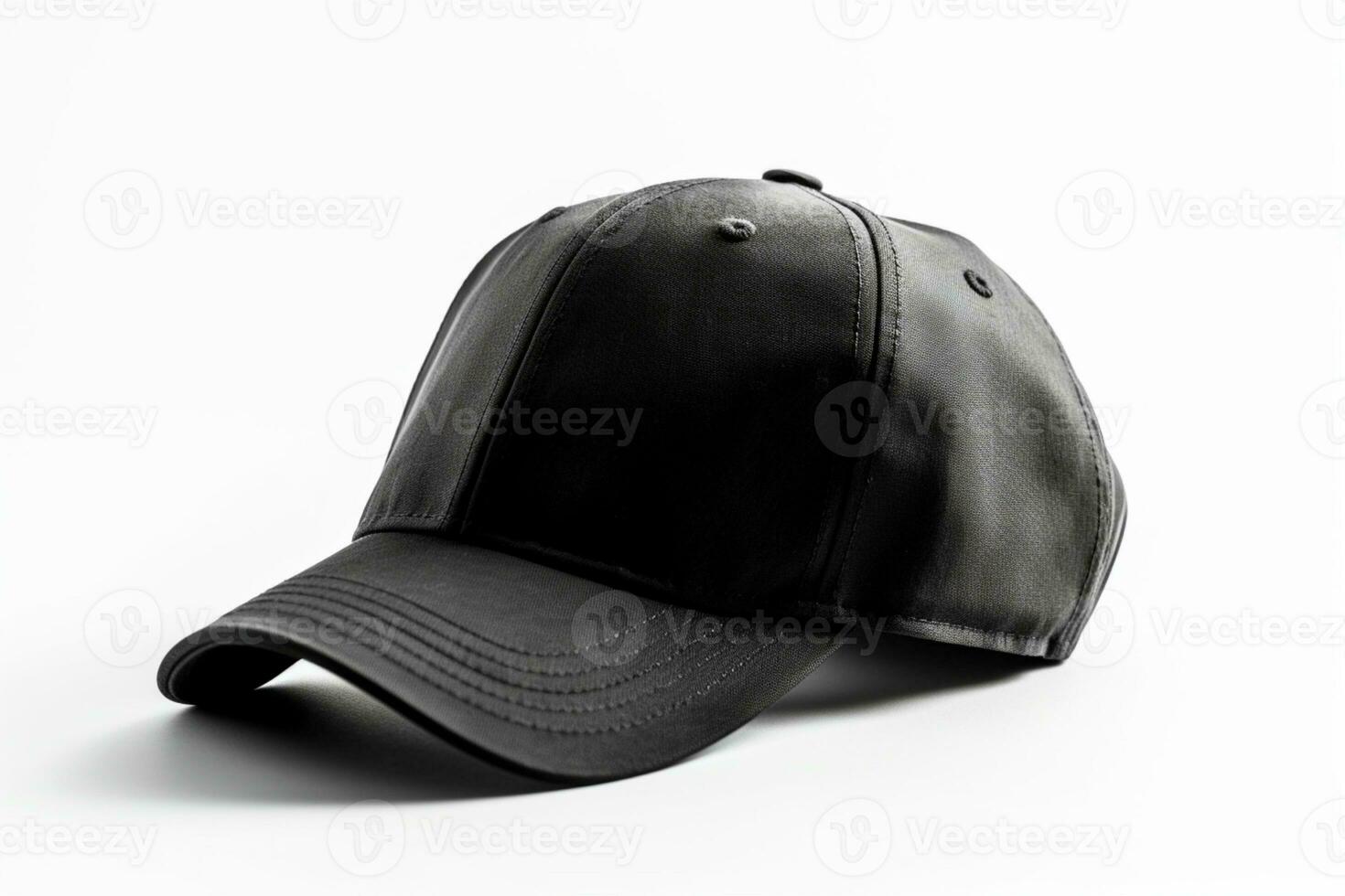 Effortlessly Cool, Empty Black Cap Mockup on White Background AI Generated photo