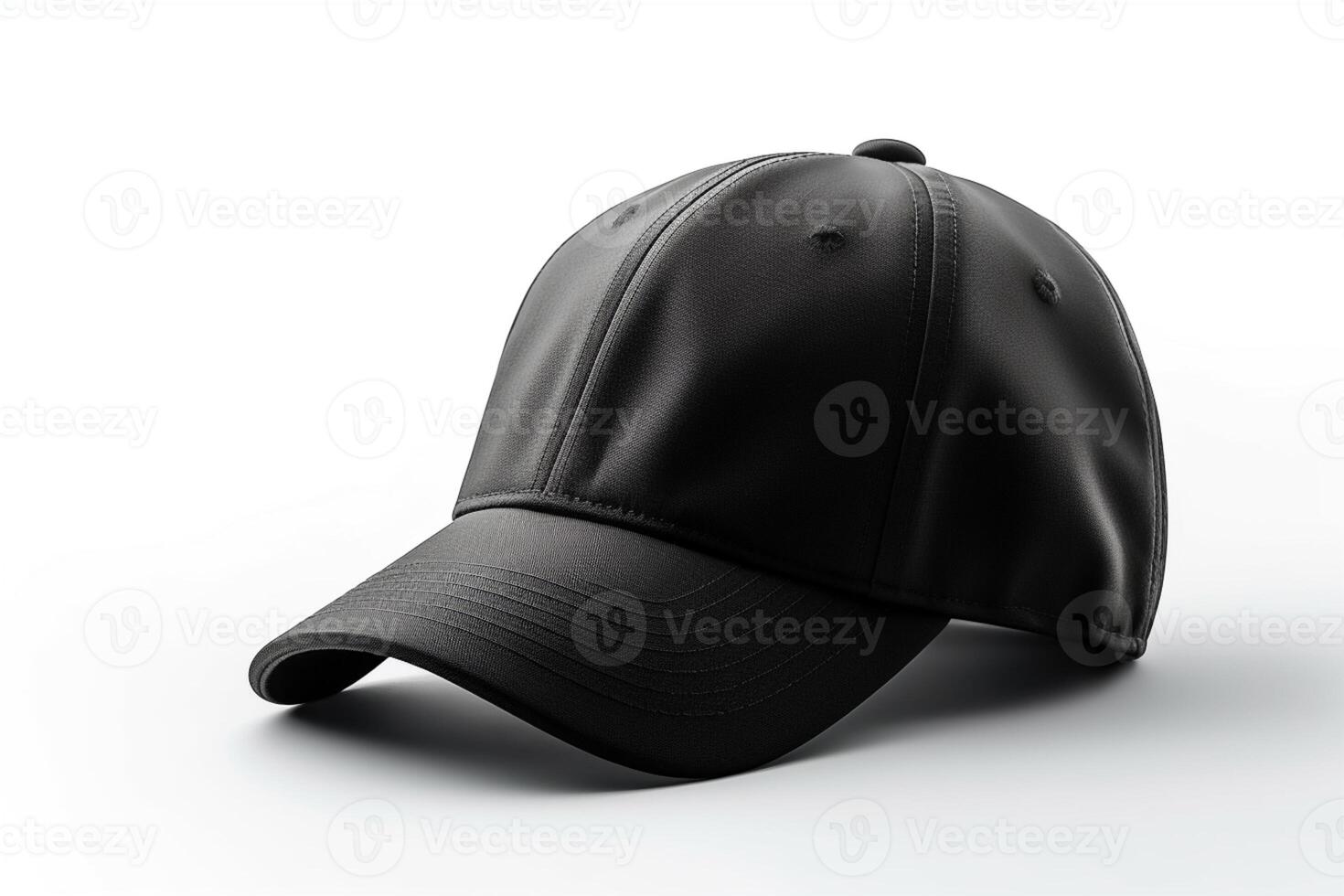 Sleek and Stylish, Empty Realistic Black Cap Mockup on White Background photo