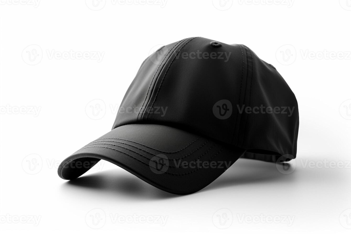 Sleek and Stylish, Empty Realistic Black Cap Mockup on White Background photo