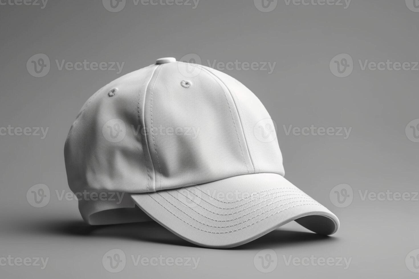 Uncomplicated Vision, Realistic White Cap Mockup on Light Gray Background photo