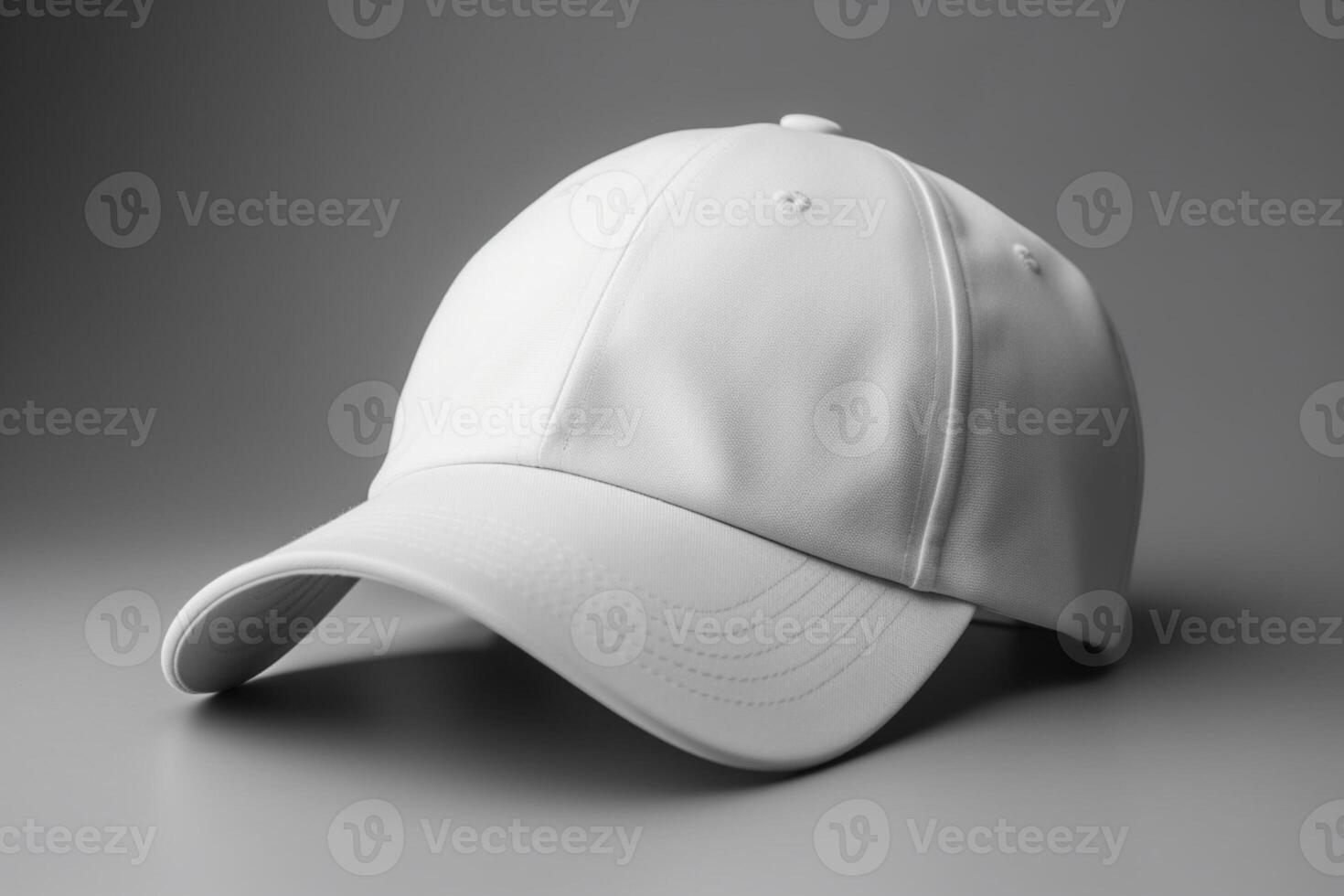 Chic and Contemporary, White Cap Mockup on Light Gray Background photo