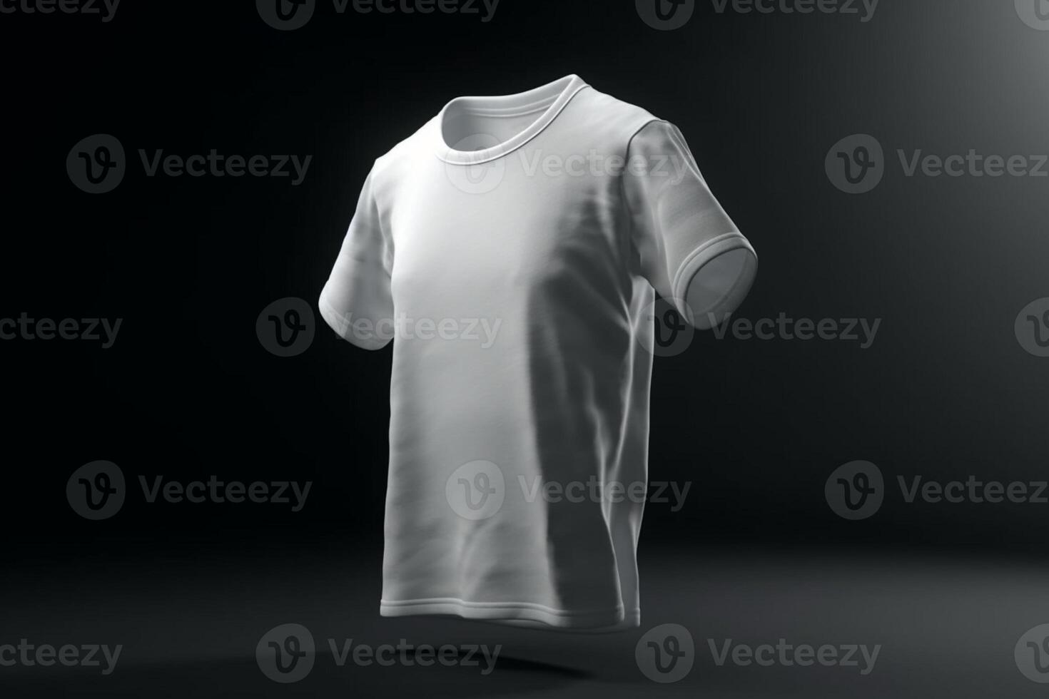 Understated Elegance, 3D Empty White T-Shirt Mockup with Minimalist Design,3d render AI Generated photo