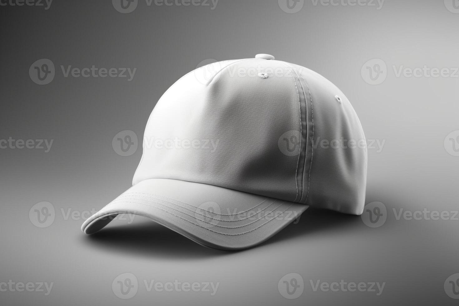 Classic Style, Realistic White Cap Mockup with Light Gray Background photo