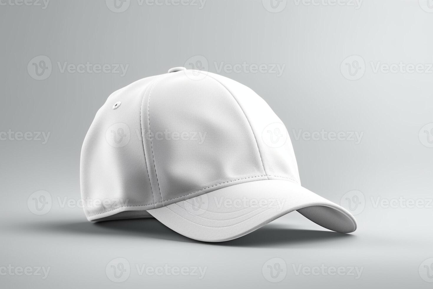 Uncomplicated Vision, Realistic White Cap Mockup on Light Gray Background photo