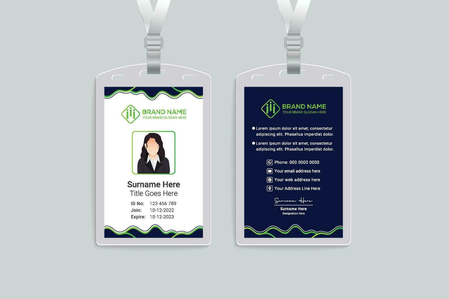 green elegant corporate id card design vector