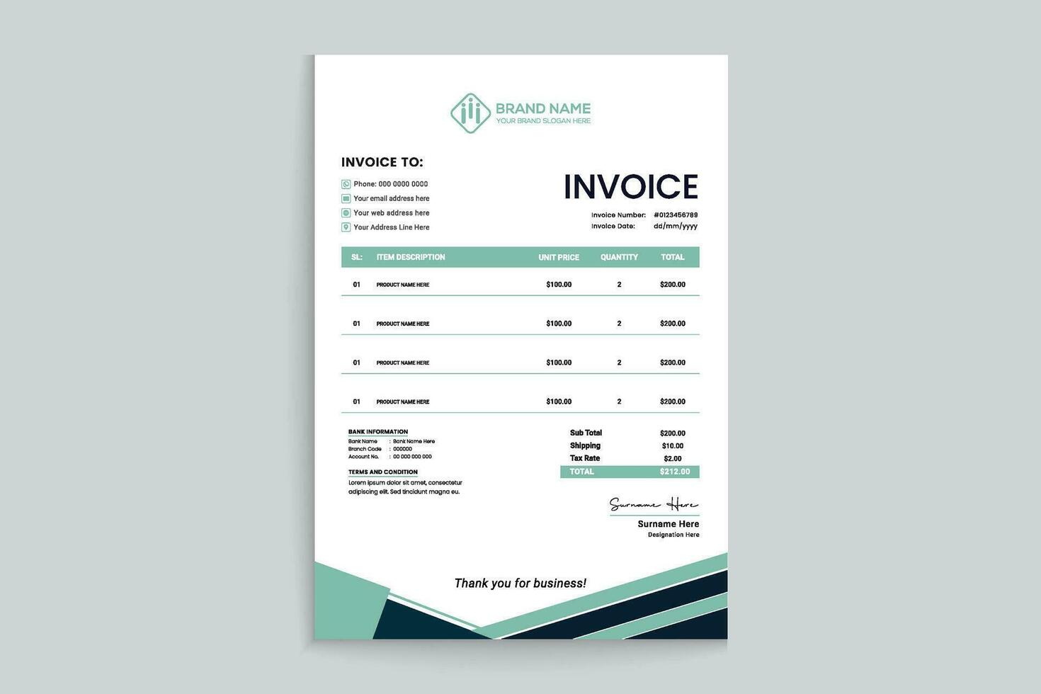 Elegant and modern invoice design vector