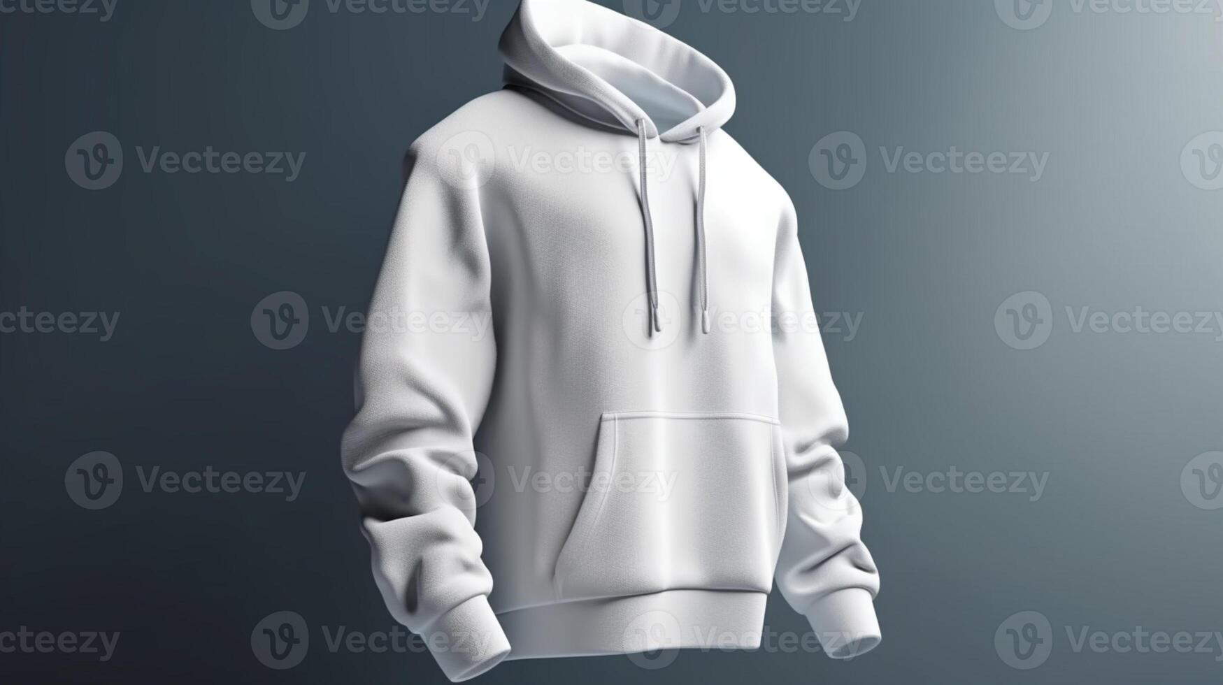 White hoodie mockup, empty and 3D, isolated on a plain background AI Generated photo