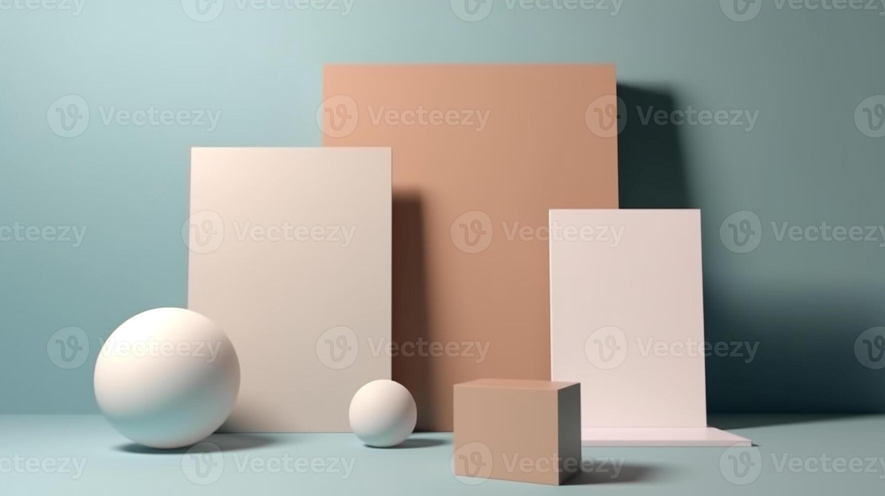 Minimalist blank 3D posters and clips on a solid colored background photo