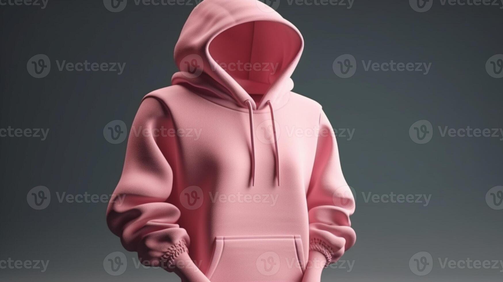 A 3D hoodie mockup in pink, with no design or print, on a plain white background photo